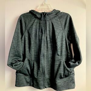 Danskin Now Women’s Full Zip Front Hoodie, Dk. Gray/Orange, 2X (18W-20W)